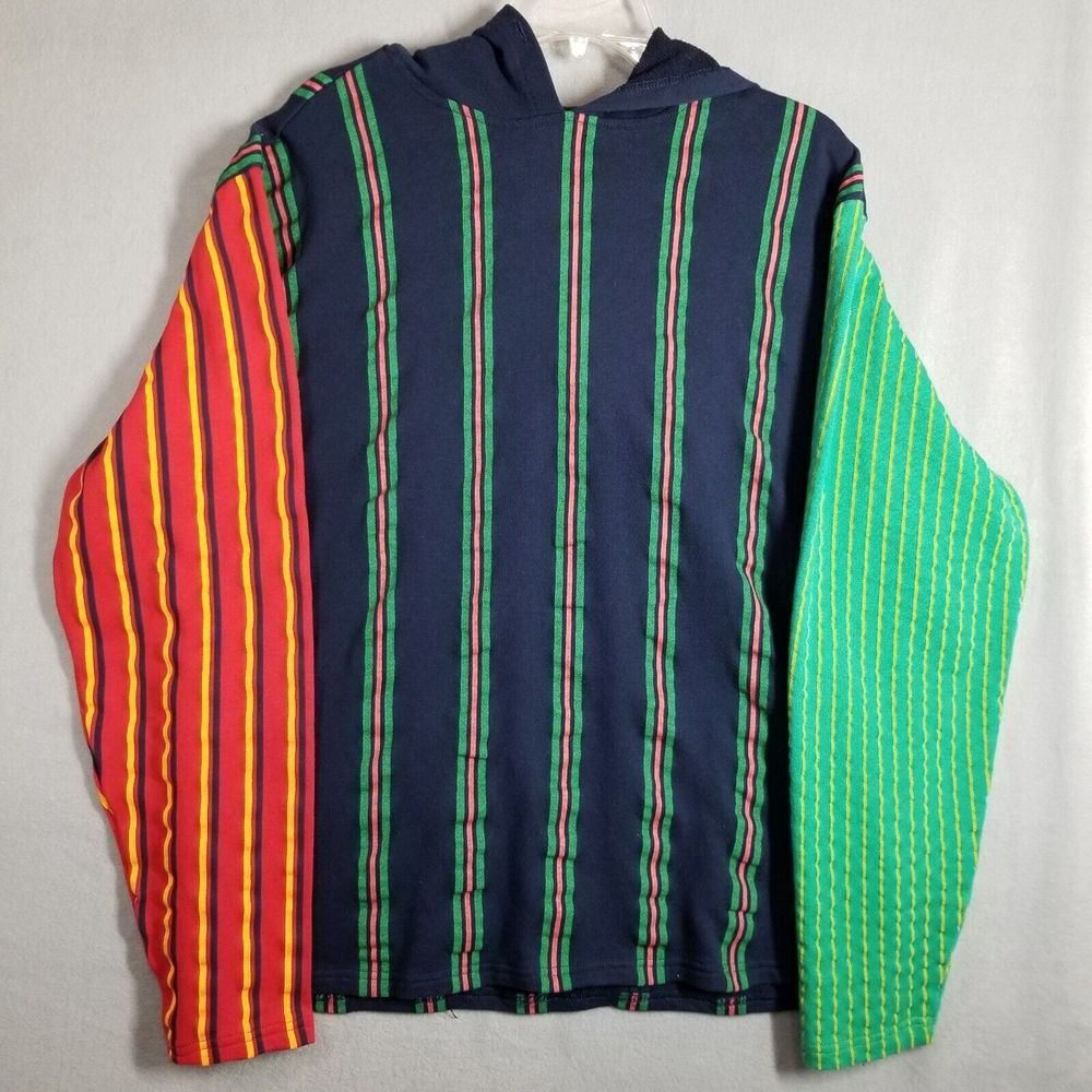 Rebel‎ Star Men's Large Long Sleeve Hooded Shirt Pullover Colorblock Striped